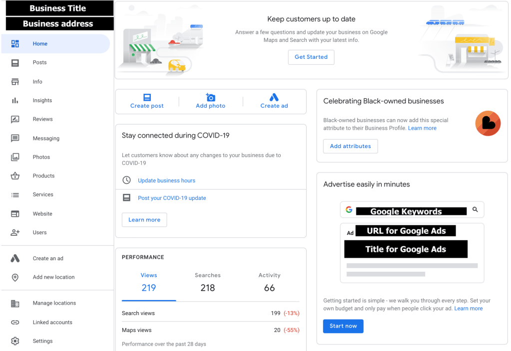 Google my business home page