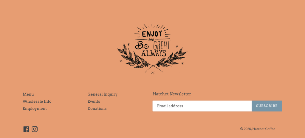 Hatchet coffee footer